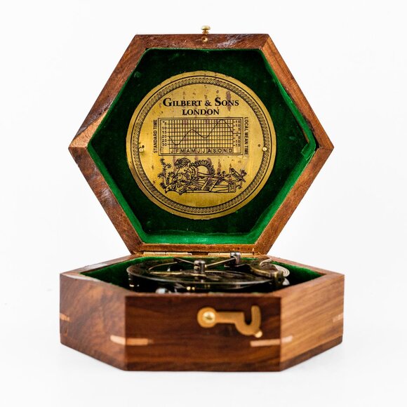 Magnetic Brass Gilbert Compass with Wood Box 3 Inch Heavy Duty for Navigational - Picture 3 of 17